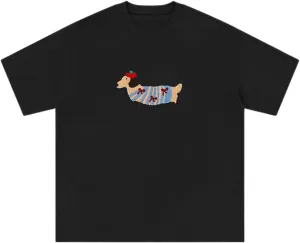 Aelfric Eden Mens Oversized Graphic Tees Dog Embroidery Casual Women Tshirts Short Sleeve Top Cotton Cute Tee Shirt