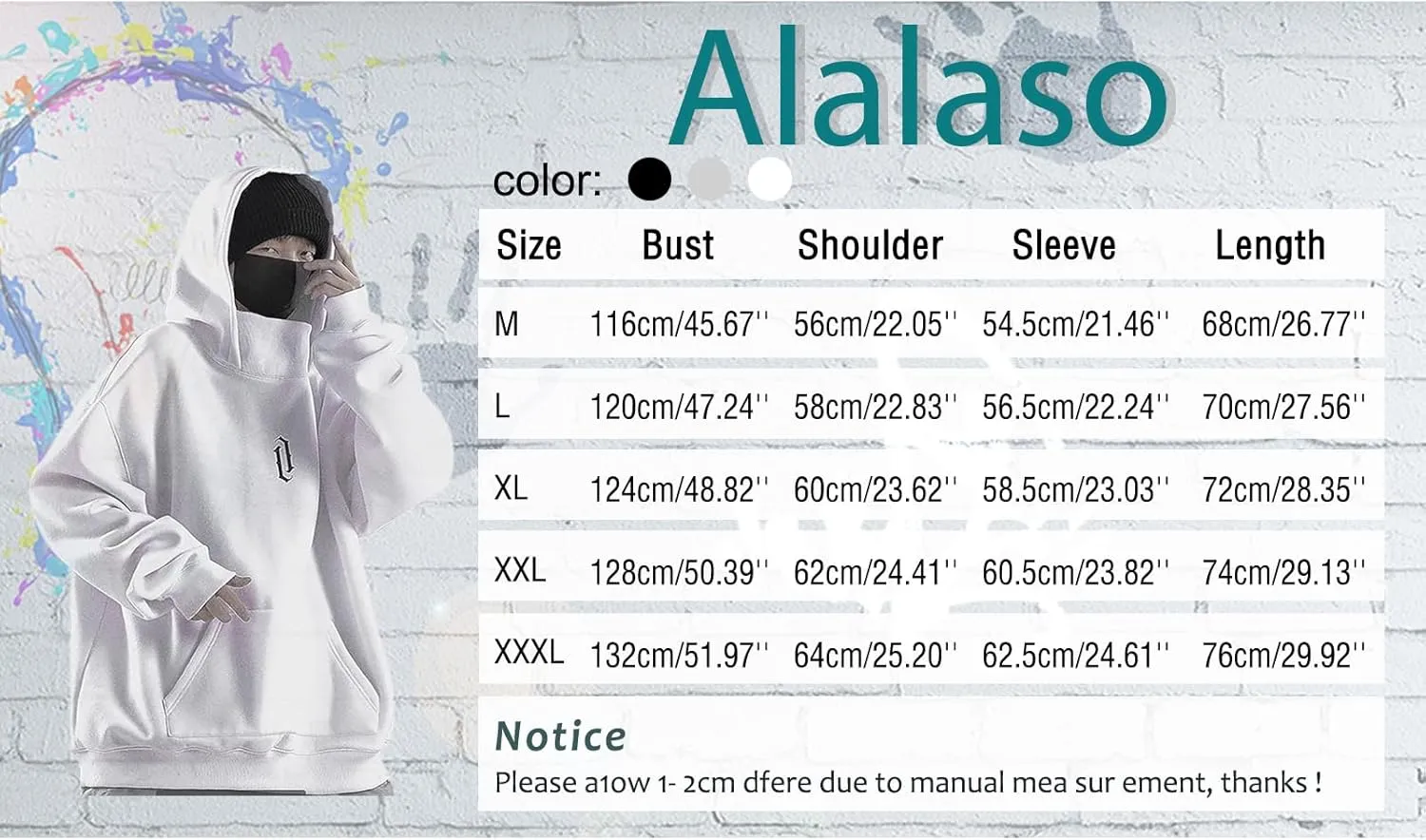 Alalaso Ninja Hoodie Men Double Neckline Cotton Pullover Windproof Warm Japanese Assassin-Style Sweatshirt for Men and Women