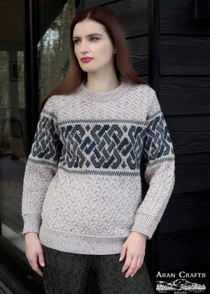 Aran Crafts Unisex Jacquard Sweater | Oatmeal
