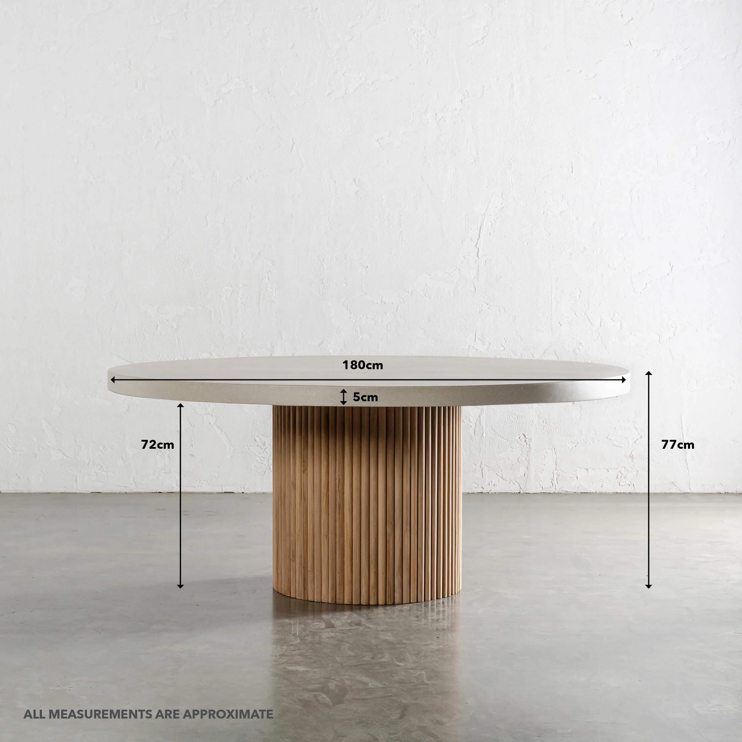 ARIA VITOLO PILLAR ROUND DINING TABLE  |  SAHARA CIMENT  |  180CM