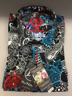 Au Noir KIMURA-K L/S Dress Shirt Red/Turquoise