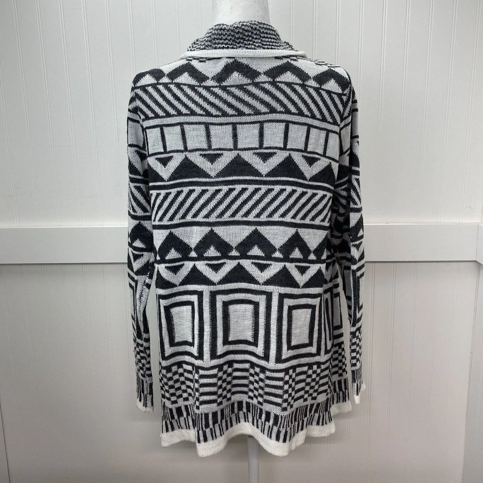 B-Sharp Mohair Blend Knit Cardigan Large Long Sleeve Open Waterfall Sweater