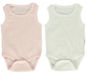Bebetto Sleeveless Bodysuits Pink Ivory 2-Pack (0-18mths)