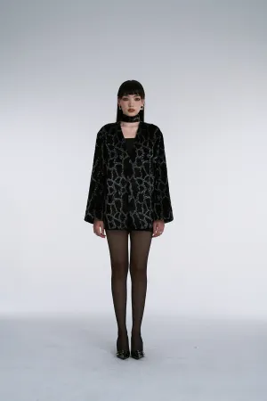 Black Acetate Patterned Outerwear