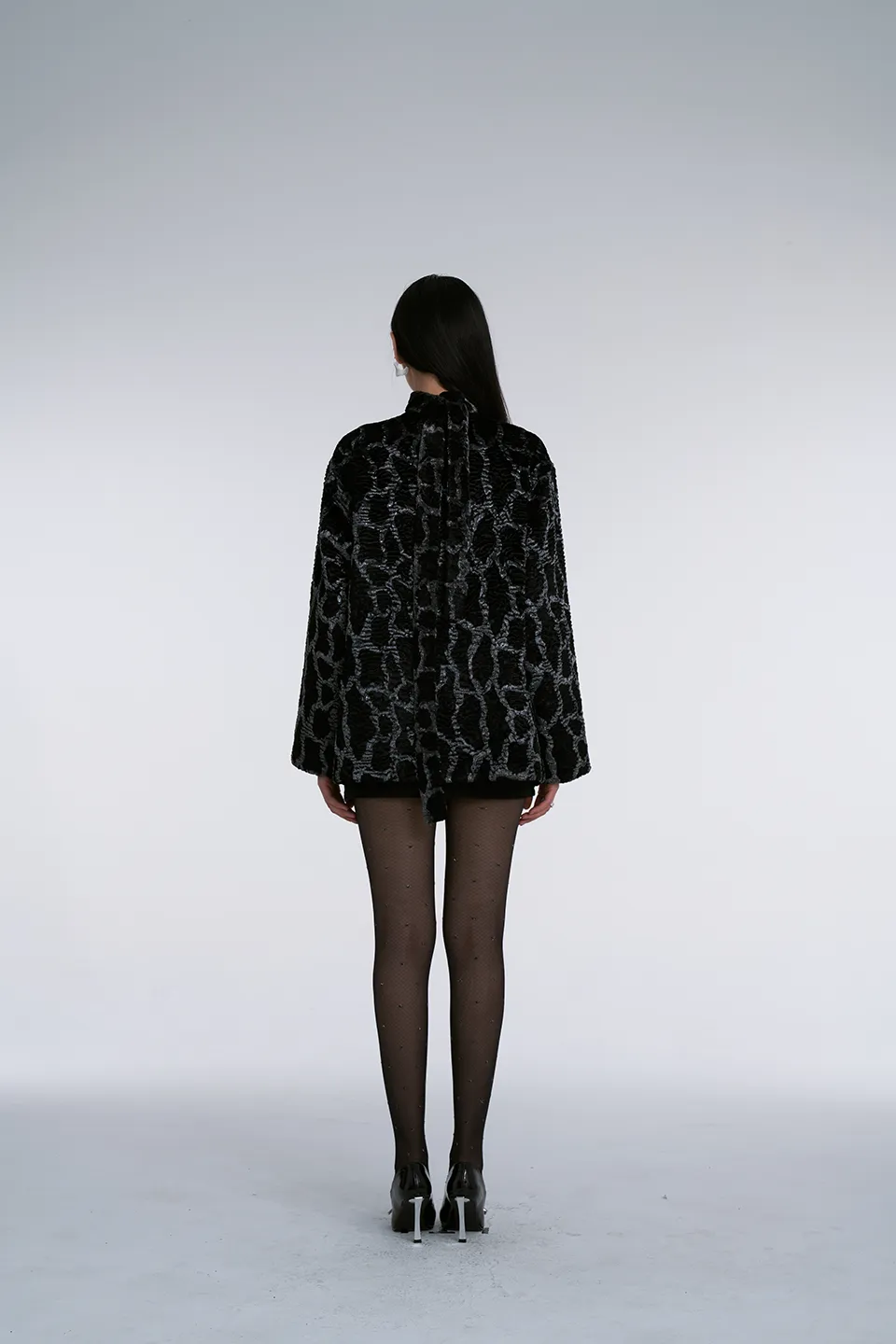 Black Acetate Patterned Outerwear