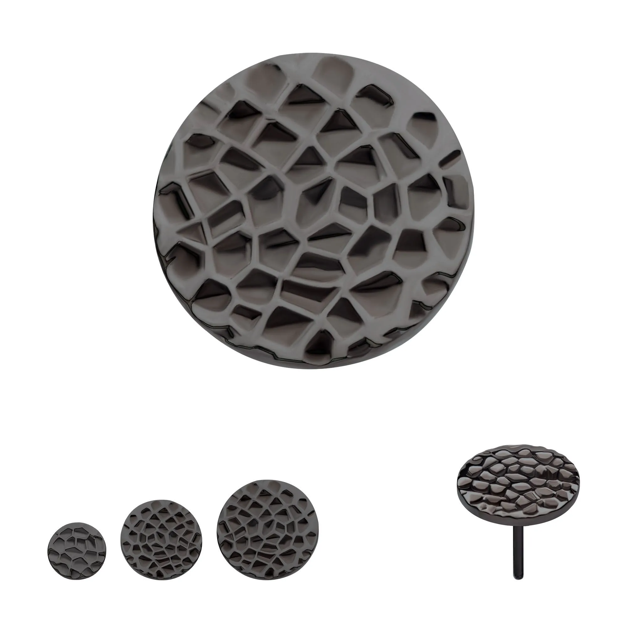 Black PVD Titanium Threadless Hammered Disk Top