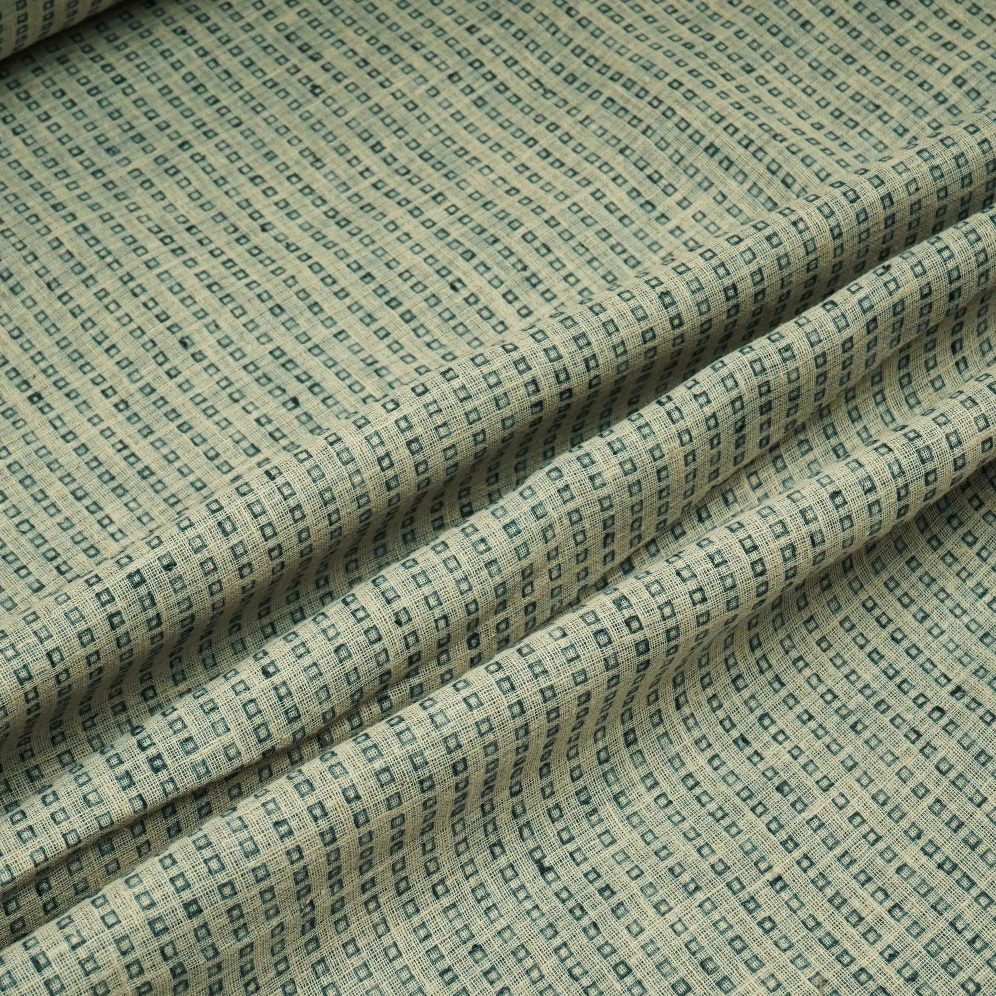 Blue & Grey Cotton Linen Handloom Fabric RS-24356
