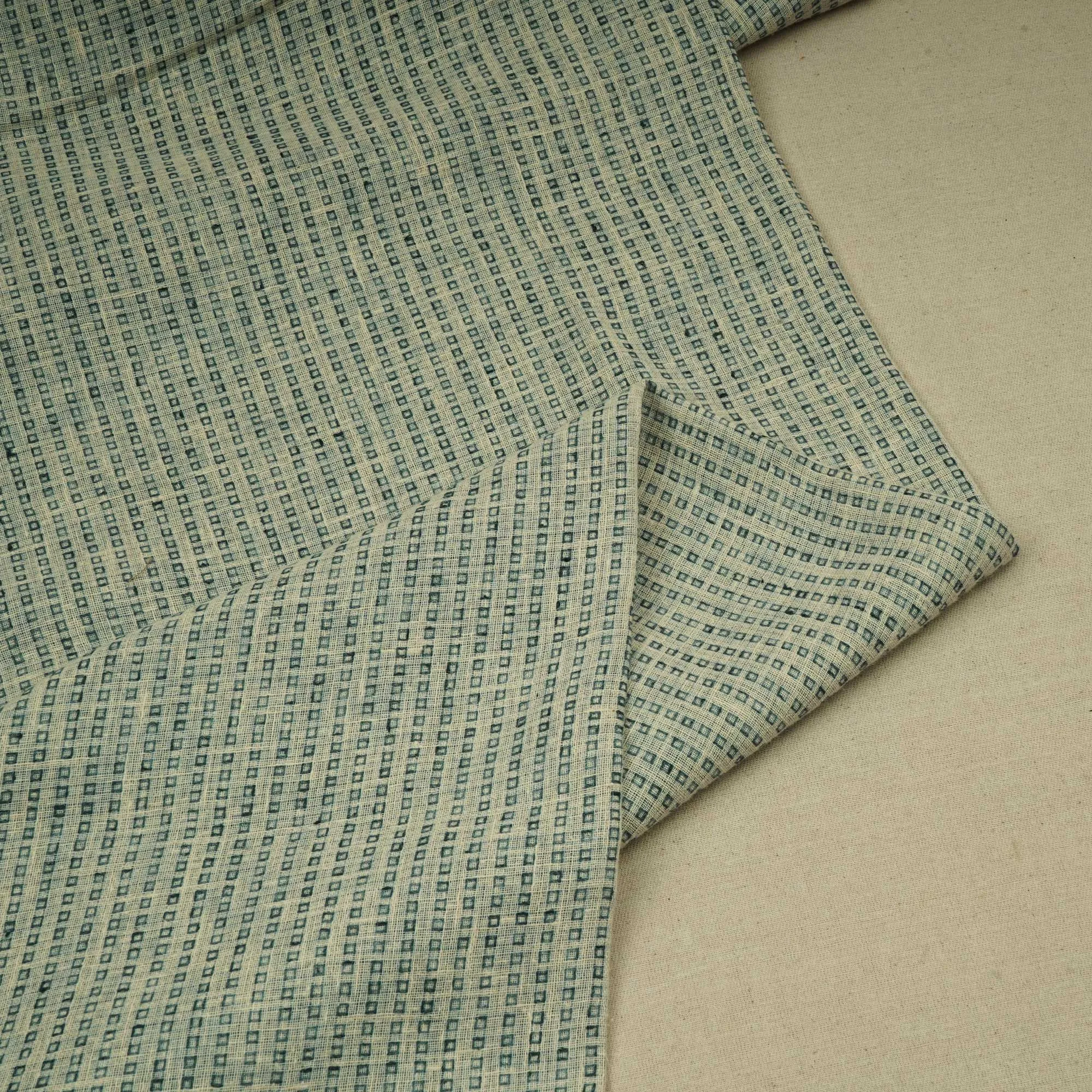 Blue & Grey Cotton Linen Handloom Fabric RS-24356