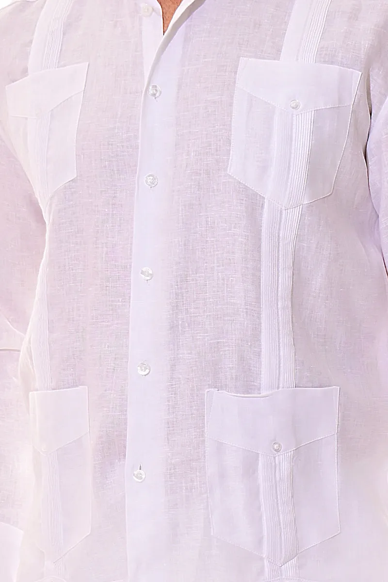 Bohio 100% Linen Traditional Guayabera Shirt for Men's 4 Pocket L/S in (7) Colors -MLS501