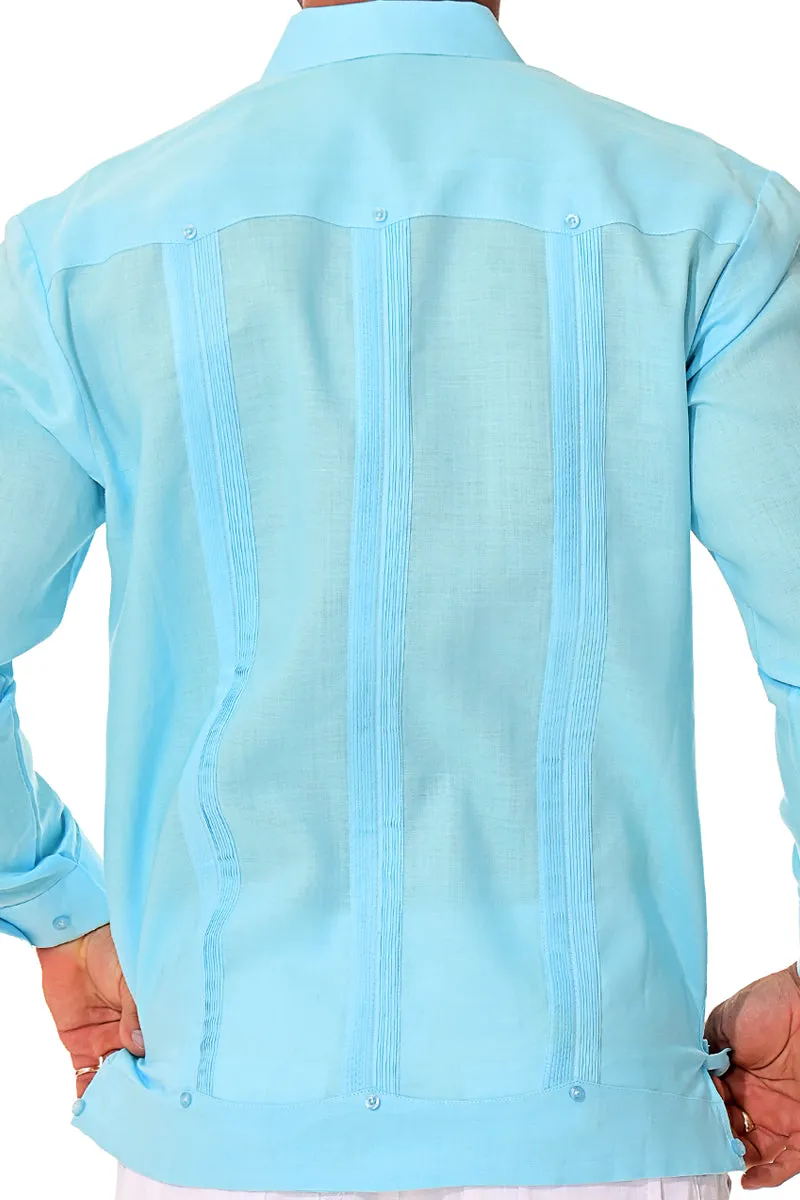 Bohio 100% Linen Traditional Guayabera Shirt for Men's 4 Pocket L/S in (7) Colors -MLS501