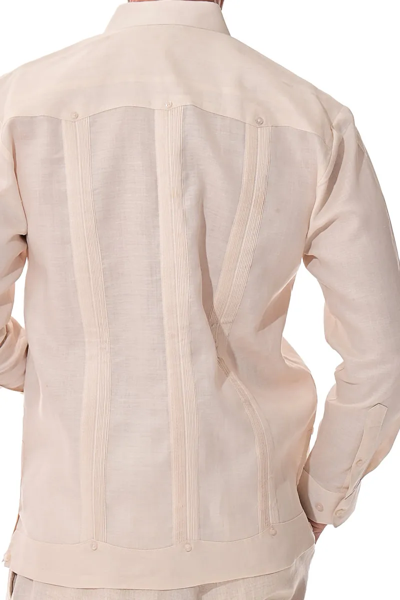 Bohio 100% Linen Traditional Guayabera Shirt for Men's 4 Pocket L/S in (7) Colors -MLS501