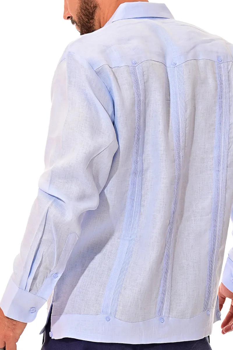 Bohio 100% Linen Traditional Guayabera Shirt for Men's 4 Pocket L/S in (7) Colors -MLS501