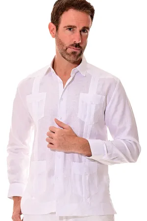 Bohio 100% Linen Traditional Guayabera Shirt for Men's 4 Pocket L/S in (7) Colors -MLS501