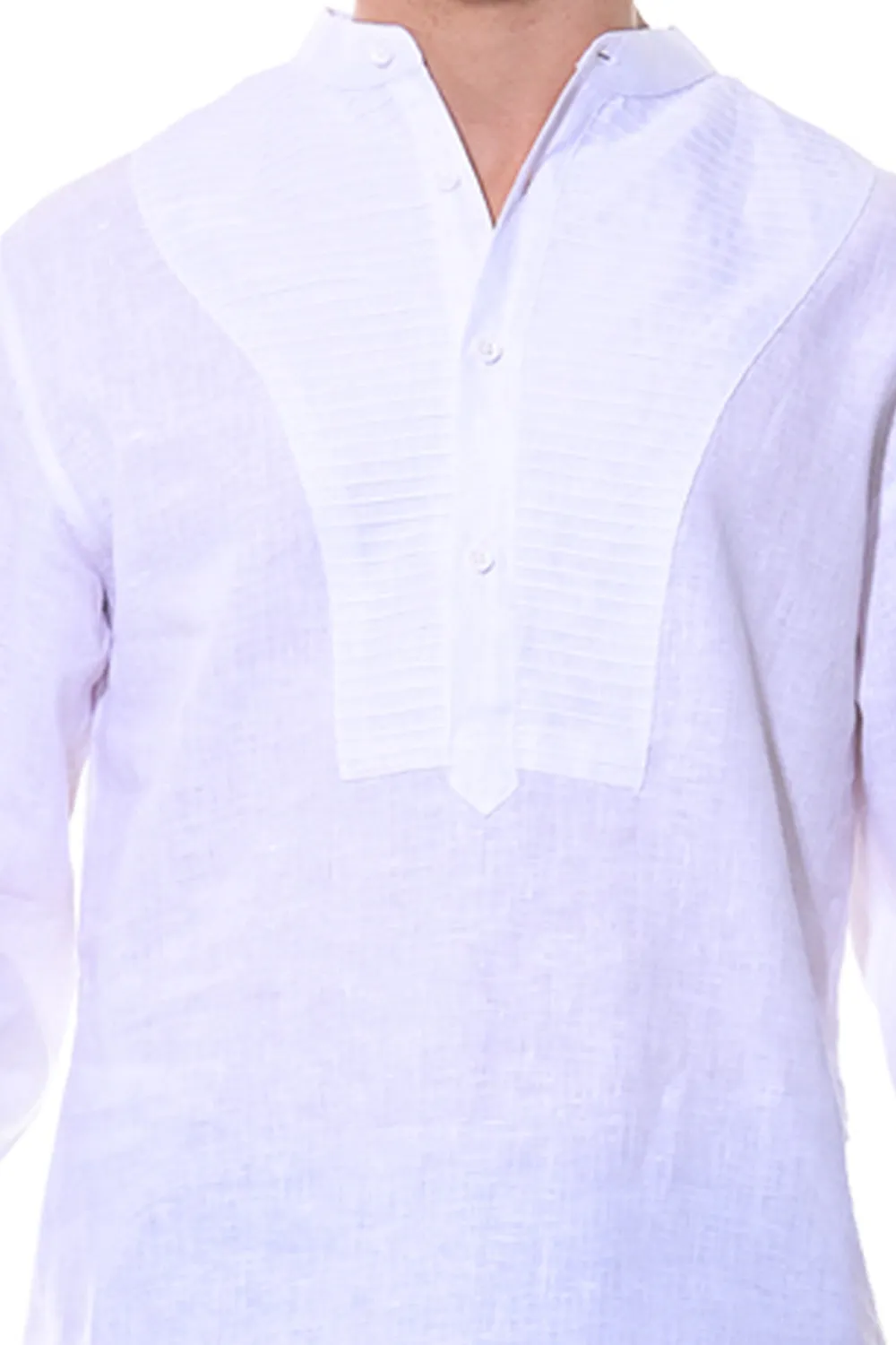 Bohio Men's 100% Linen Henley Long Sleeve Shirt w/Pin Tuck Placket-MLS1279