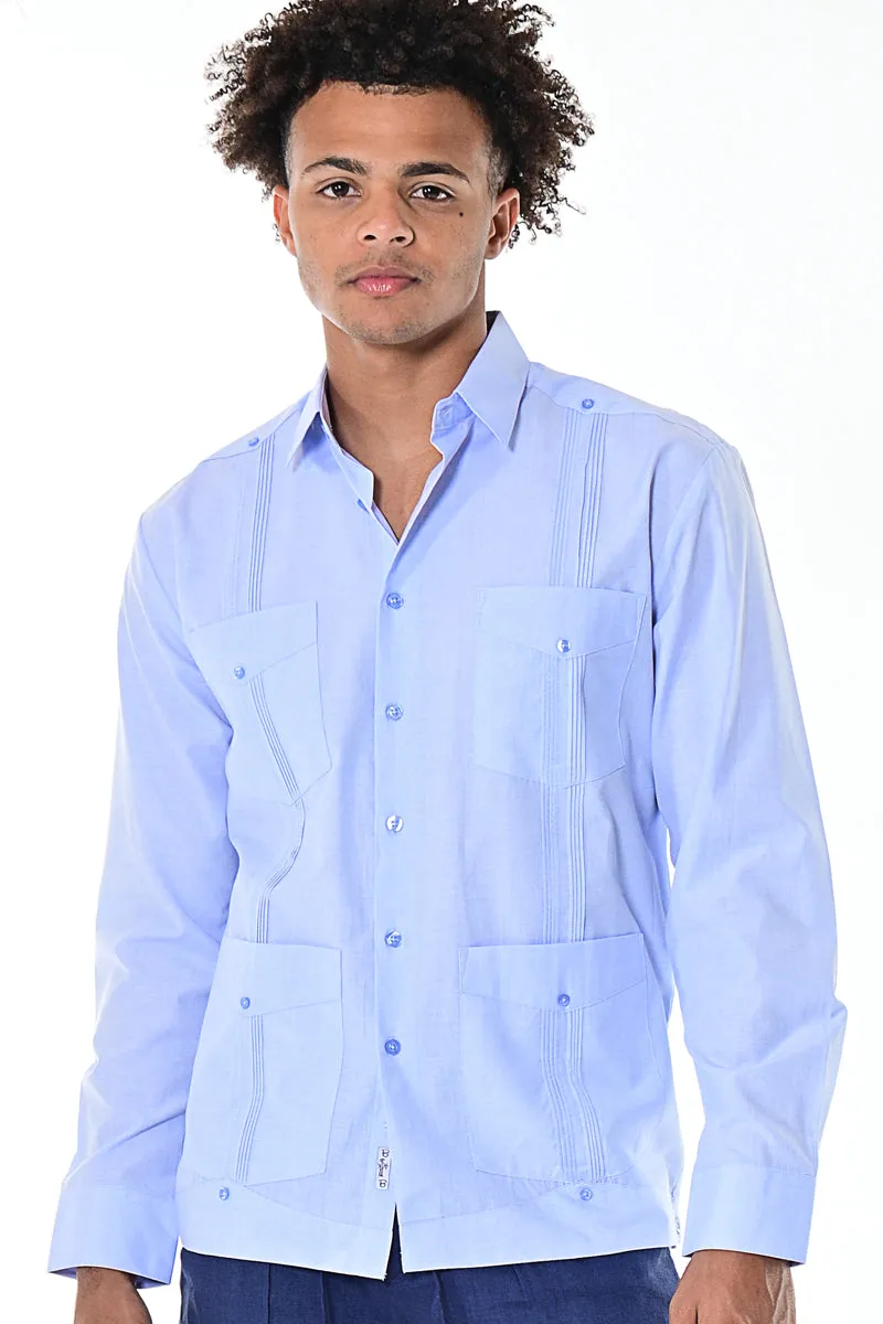 Bohio Mens Cuban Guayabera Shirt L/S w/Traditional 4 Pocket in (6) Colors MTCG1742