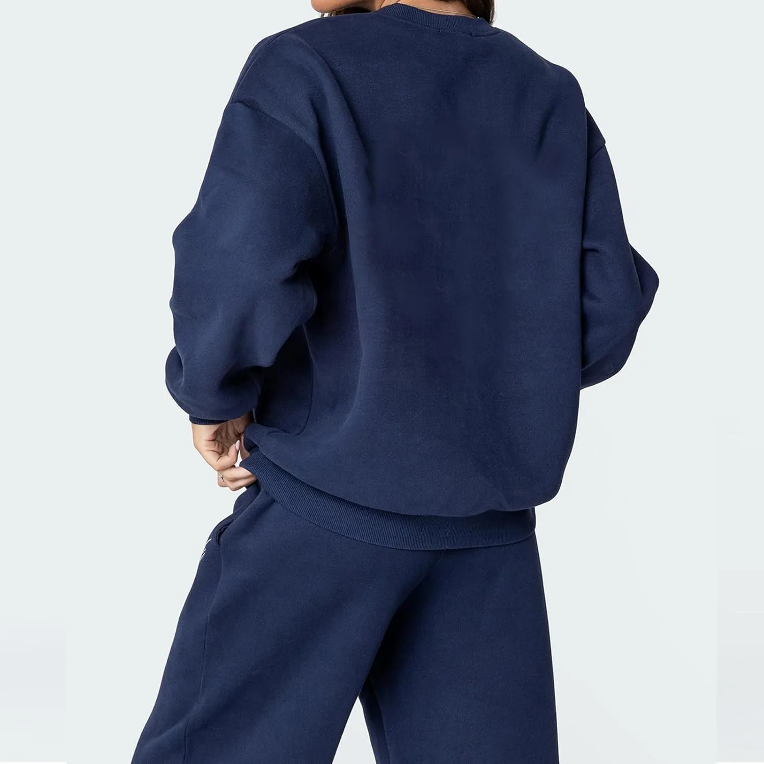 Bow Print Sweat Set for Women Tracksuit Long Sleeve Crew Neck Oversized Hoodie Wide Leg Sweatpants 2 Piece Outfits