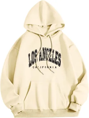 BROOKLYN NEW YORK Women's Relaxed Fit Midweight Logo Sleeve Graphic Sweatshirt Hoodie Teens Girls Casual Pullover Comfy Tops