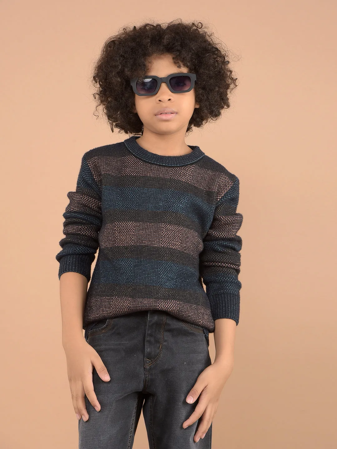 Brown Horizontal Striped Sweater