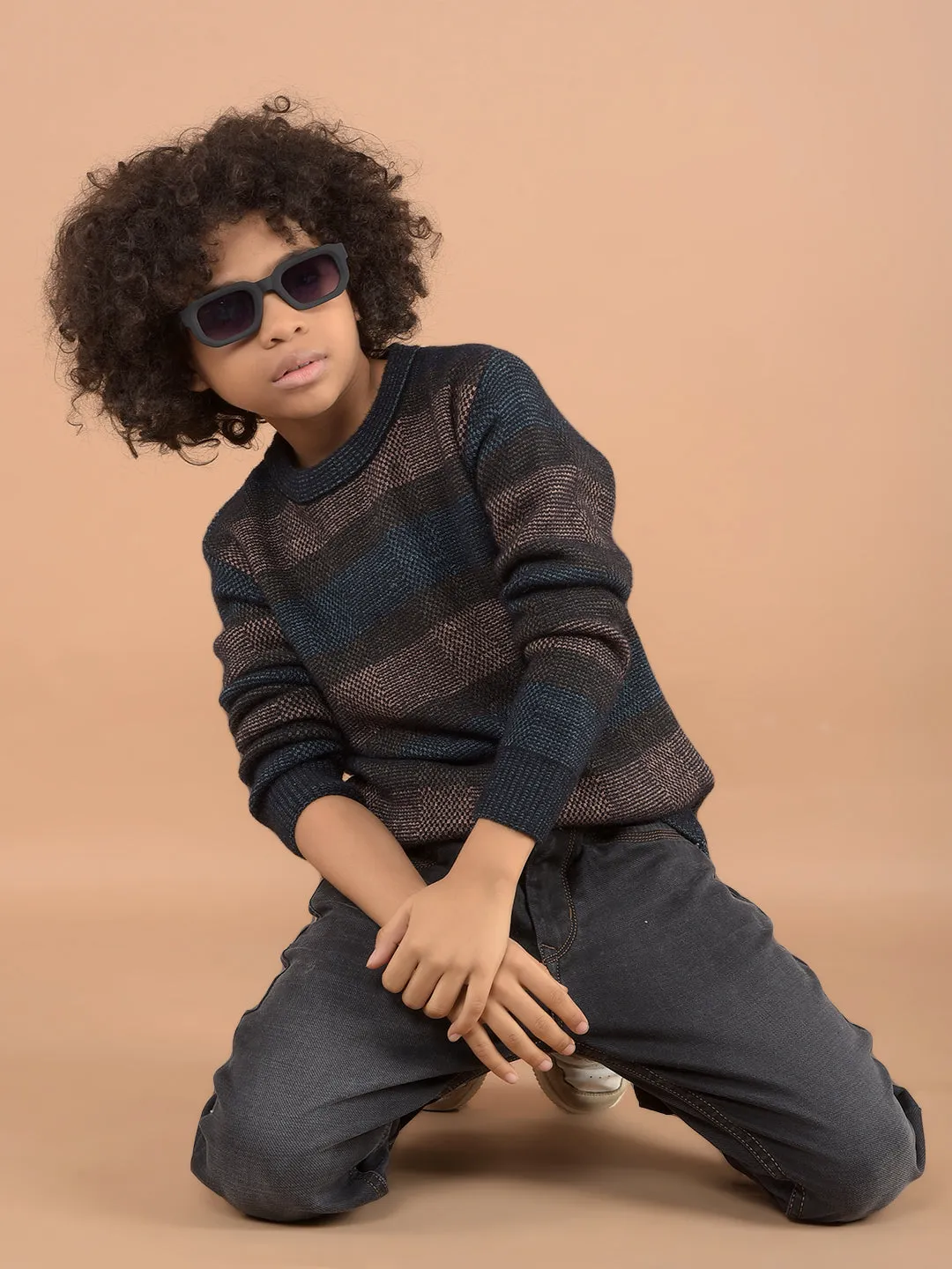 Brown Horizontal Striped Sweater