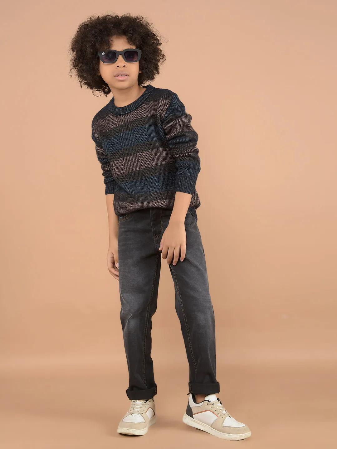 Brown Horizontal Striped Sweater