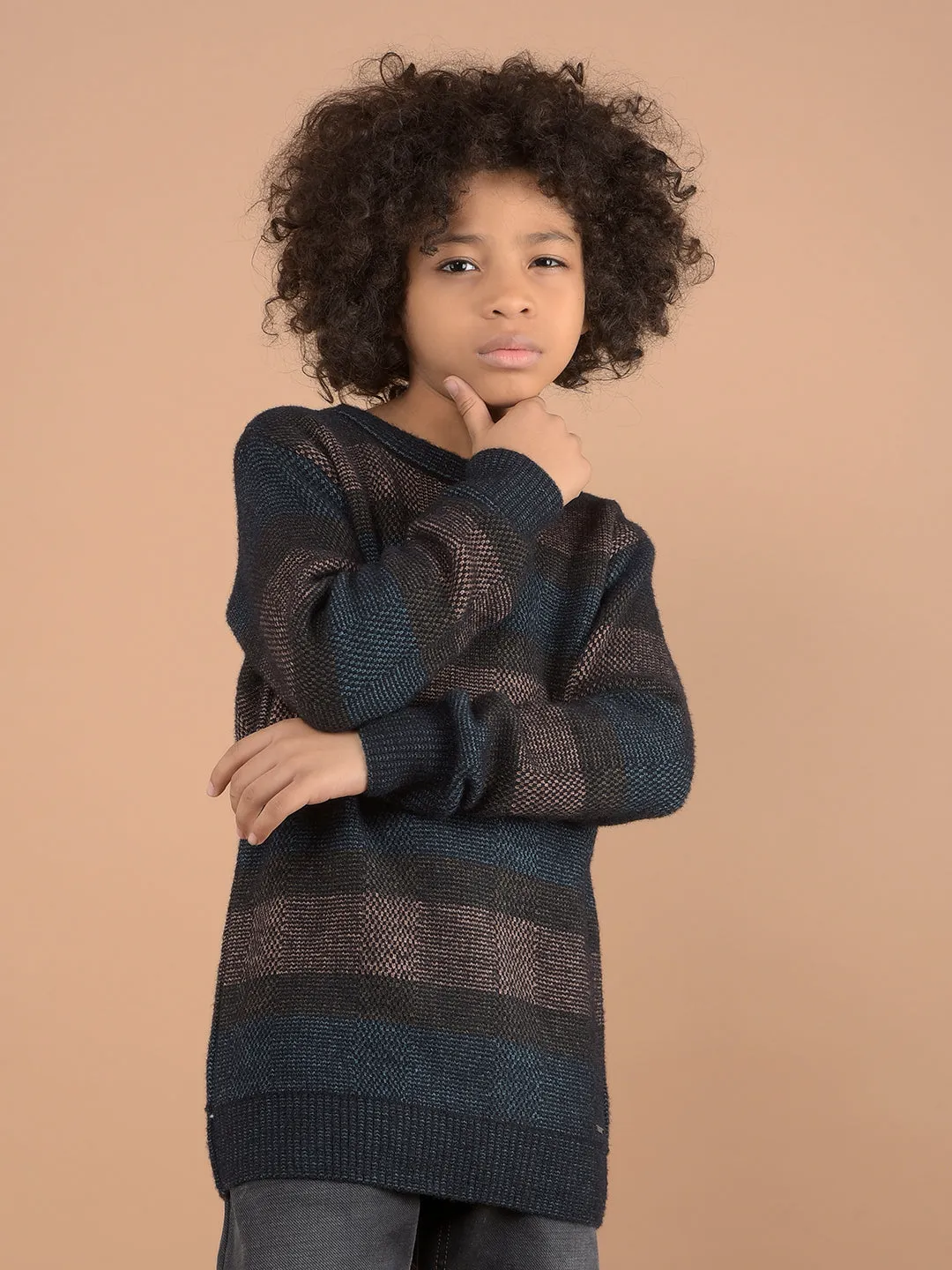 Brown Horizontal Striped Sweater