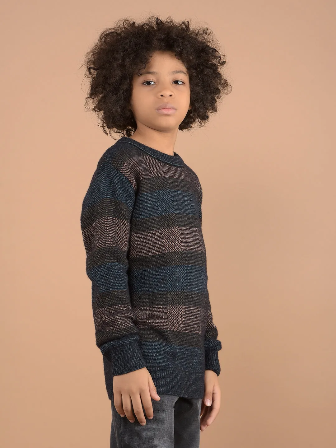Brown Horizontal Striped Sweater