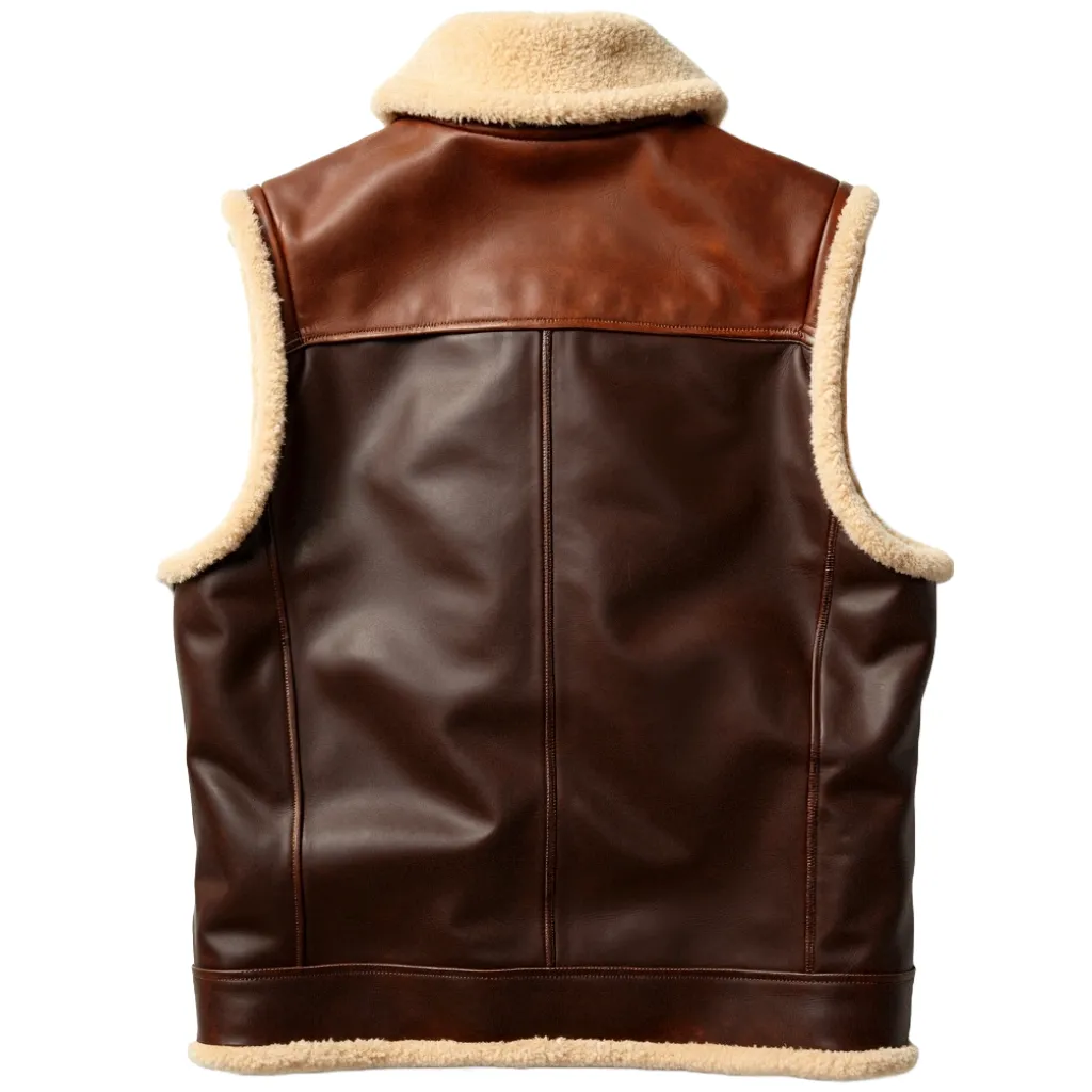 Brown Shearling Vest – Luxurious Leather Finish | El Zoro