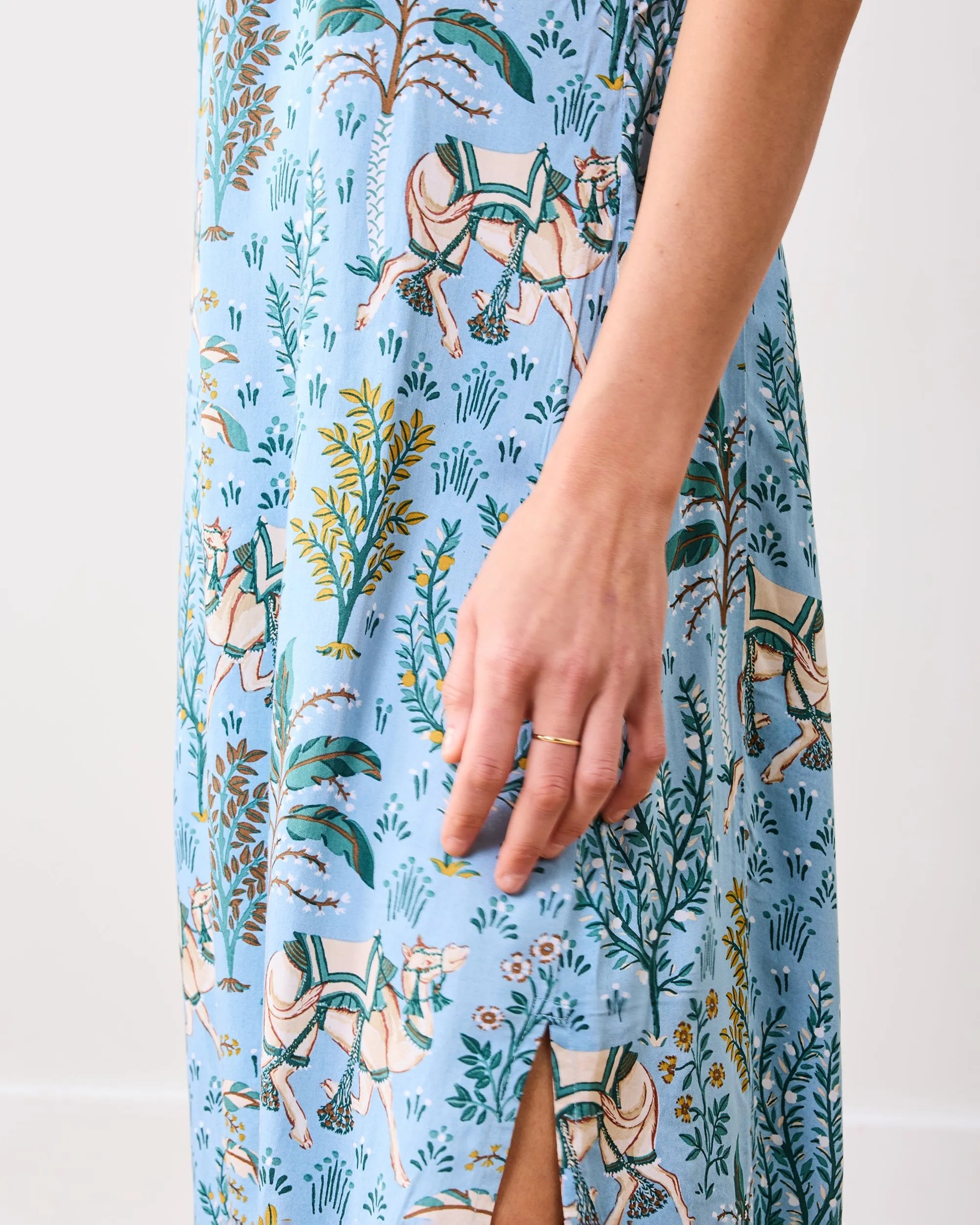Camel's Courtyard - Eco Satin Chic To Sleep Nightie - Slate Blue
