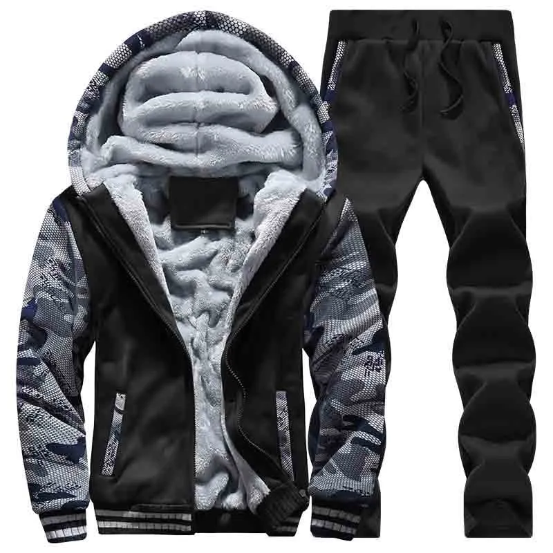 Camouflage Men Hoodies Jacket Pants Tracksuit