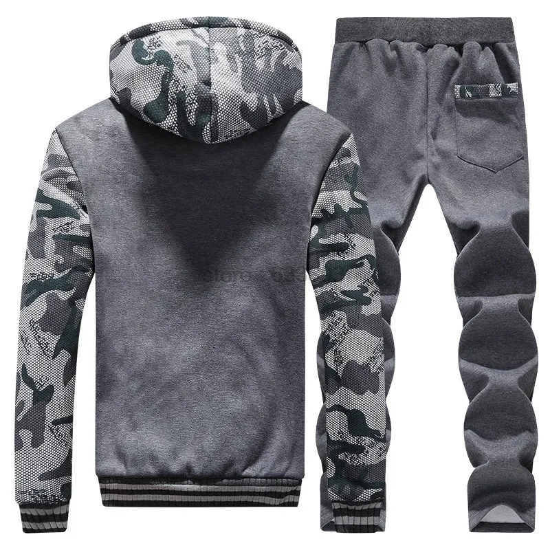 Camouflage Men Hoodies Jacket Pants Tracksuit