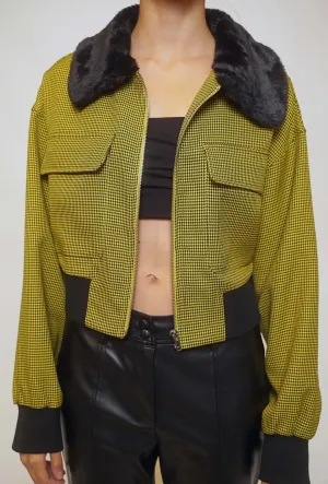 Canary Crush Fur Collared Jacket