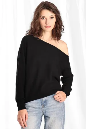 Cashmere Off The Shoulder Top Black