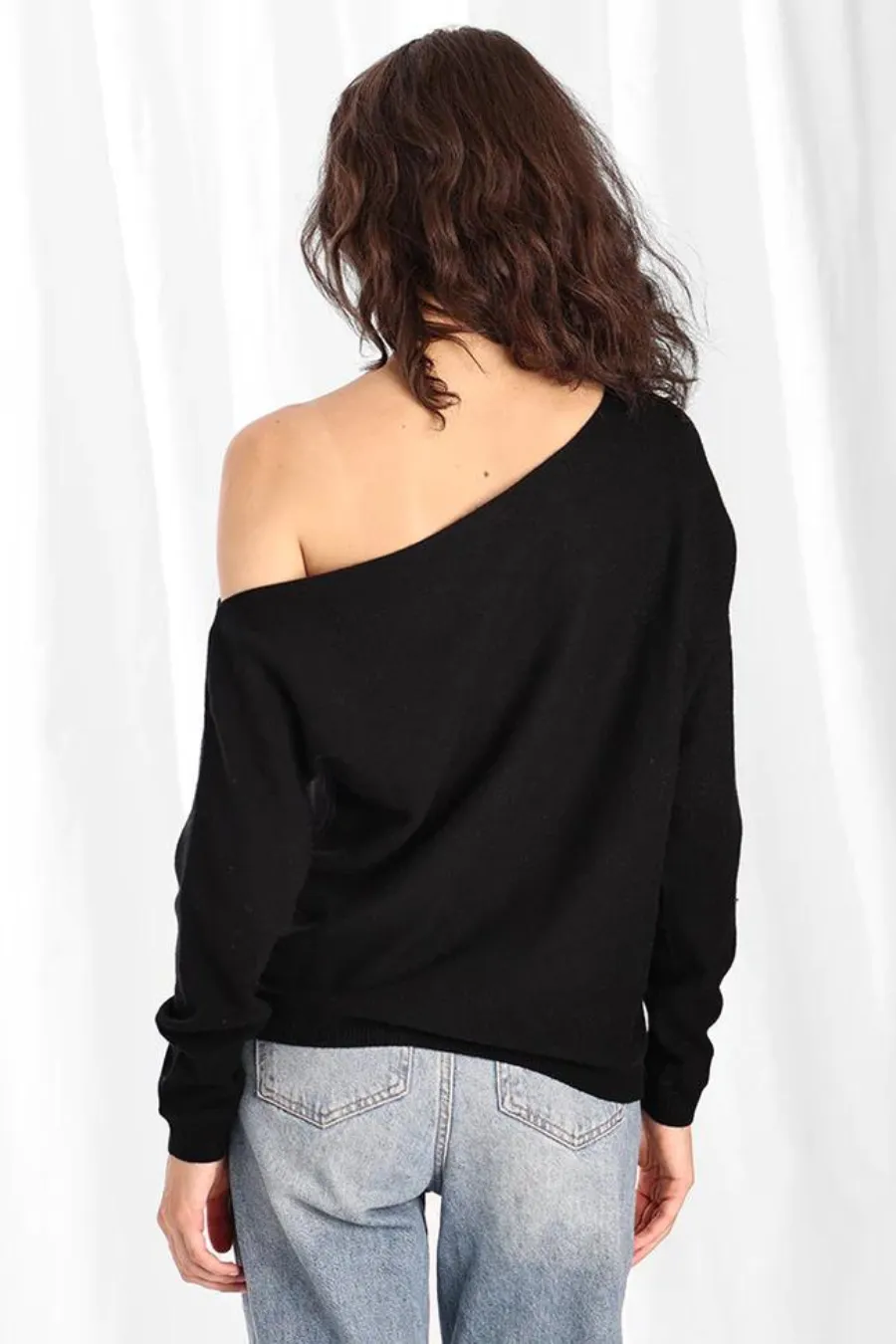 Cashmere Off The Shoulder Top Black