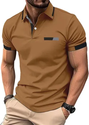 Casual Polo Shirts for Men Short Sleeve Work Business Tees Fashion Golf Slim Fit Lapel T-Shirts Classic Basic Tops