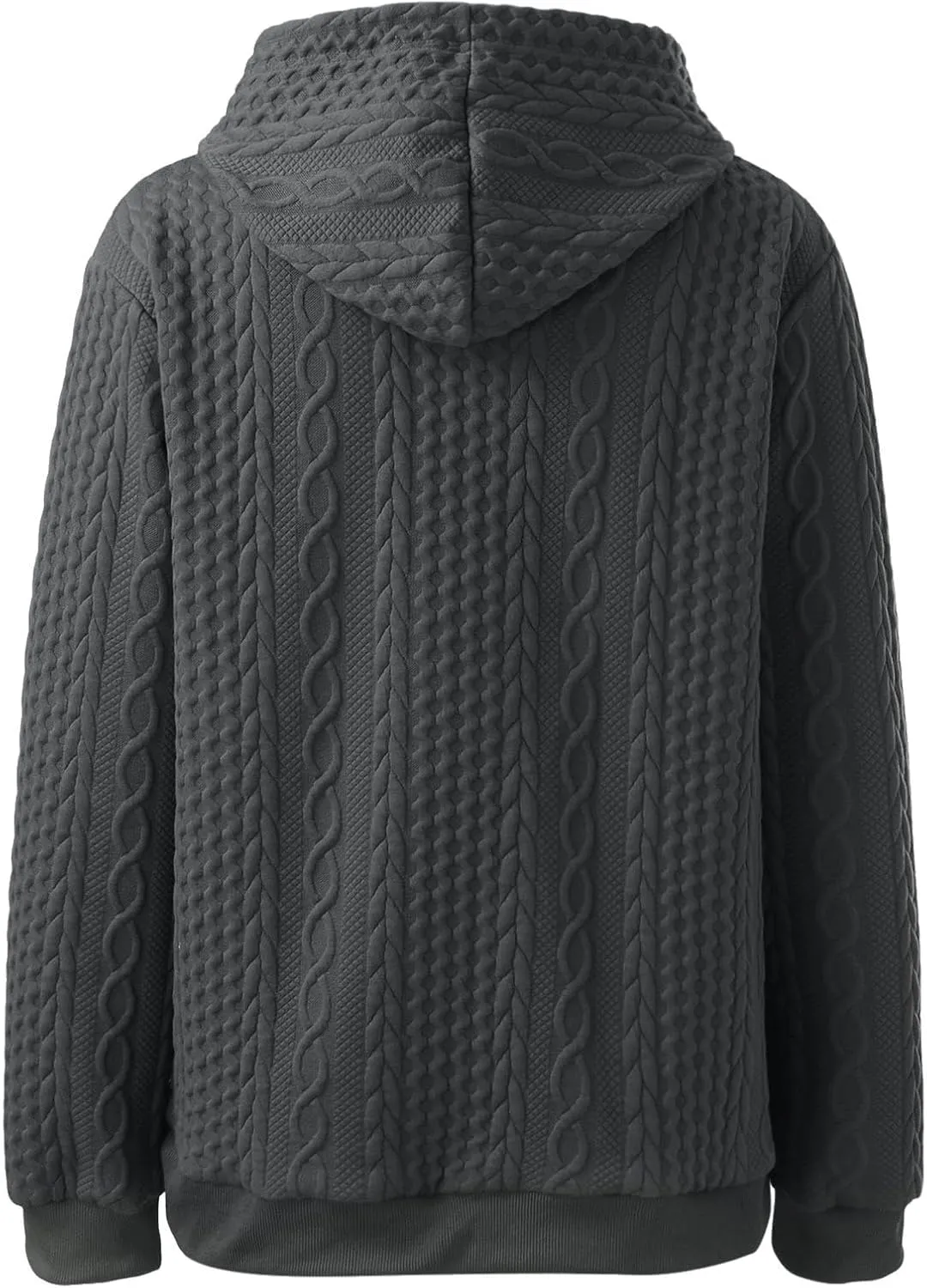 Casual Sweatshirt for Women Crewneck Pullover Tops Solid Jacquard Drawstring Hoodies Fall Loose Long Sleeve Blouse