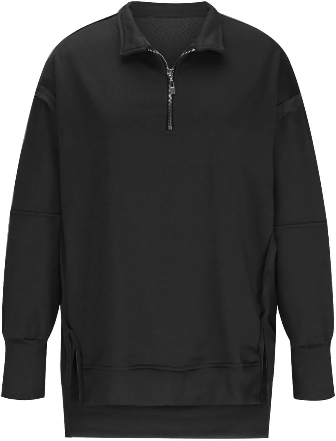 Ceboyel Oversized Sweatshirts for Women Loose Fit Zip Up Hoodie Sweatshirt Split Corded Pullover Tops Fashion Trendy Clothes