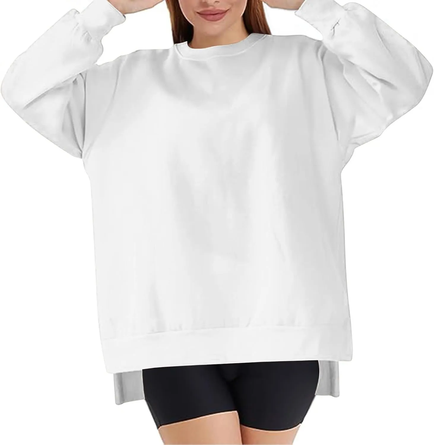 Ceboyel Women Crew Neck Oversized Sweatshirt Long Sleeve Causal Shirts Tops Solid Color Fall Sweater Trendy Y2K Clothes 2023
