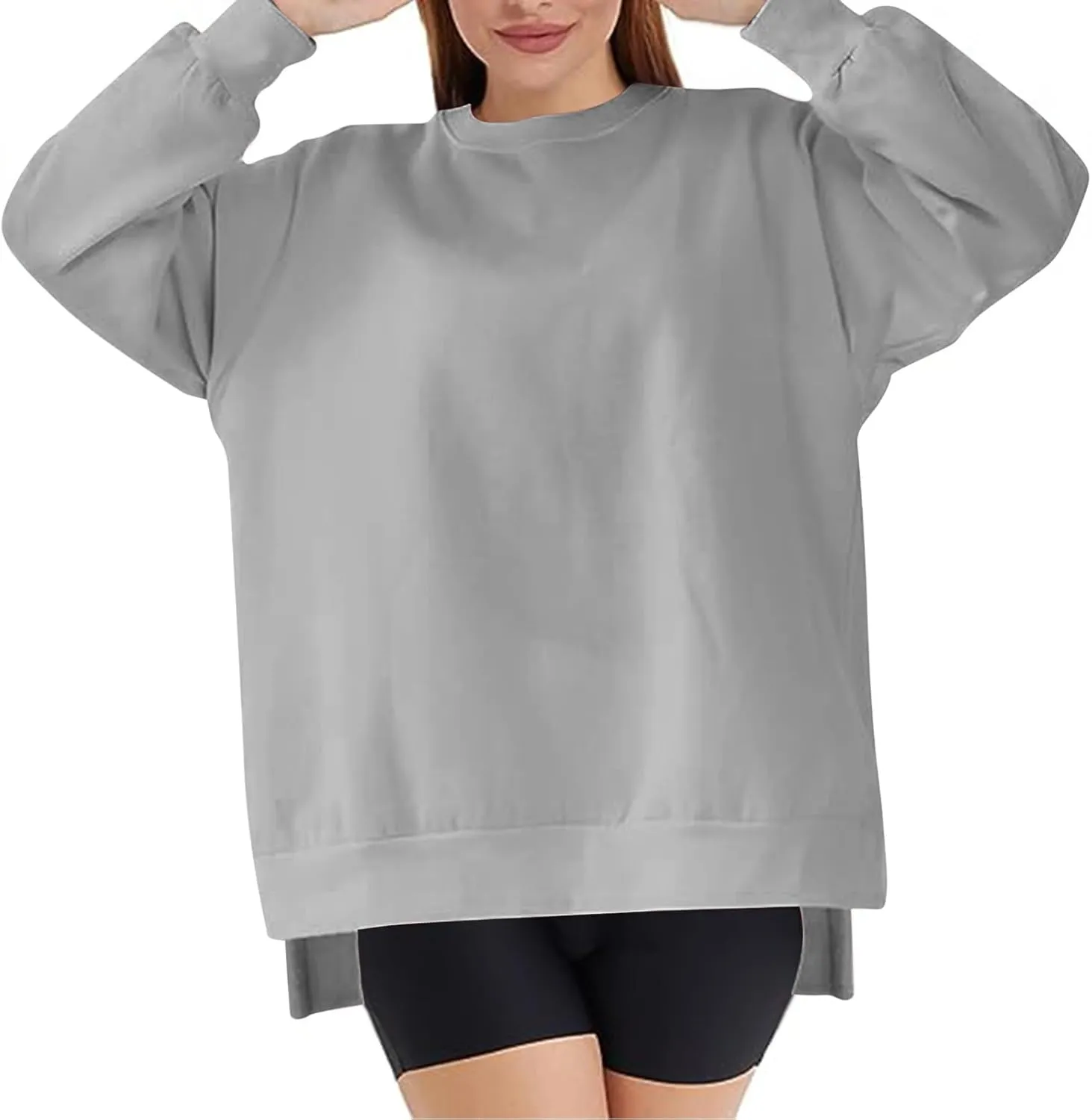 Ceboyel Women Crew Neck Oversized Sweatshirt Long Sleeve Causal Shirts Tops Solid Color Fall Sweater Trendy Y2K Clothes 2023