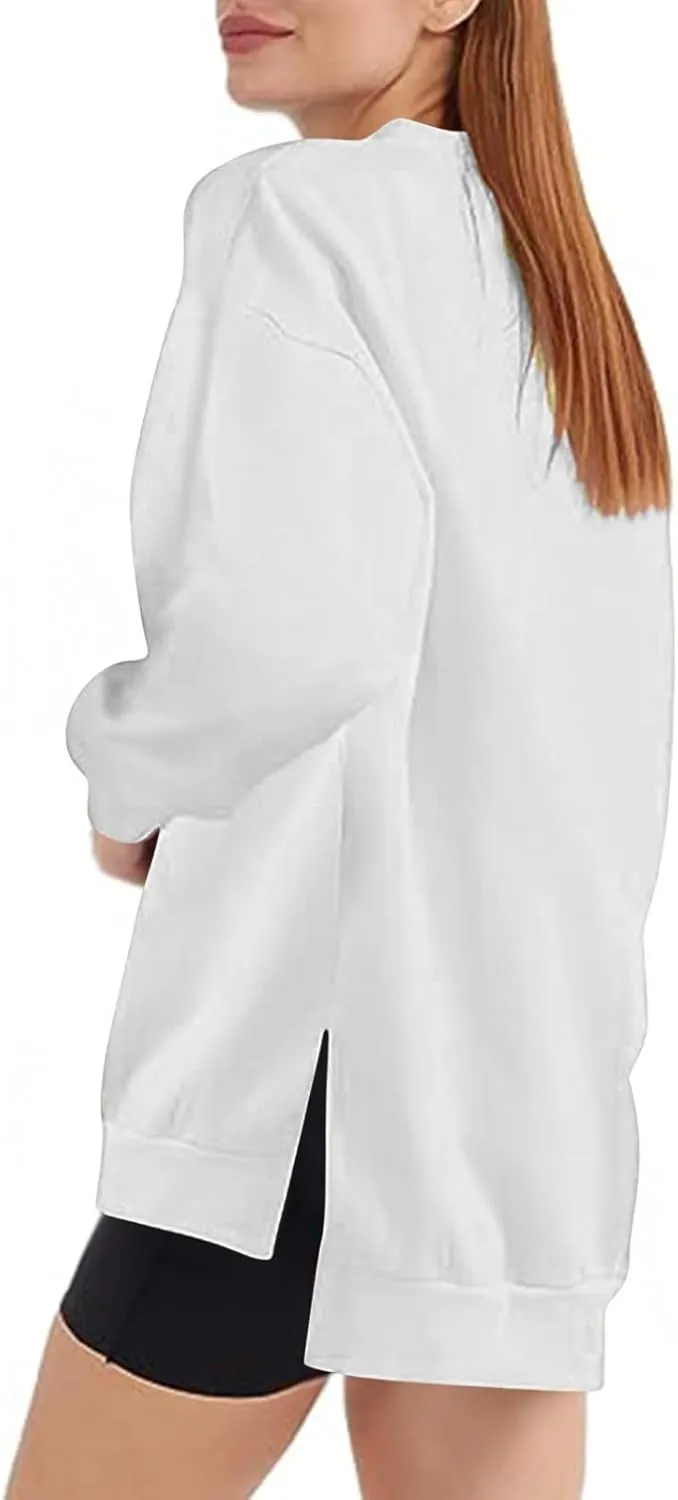 Ceboyel Women Crew Neck Oversized Sweatshirt Long Sleeve Causal Shirts Tops Solid Color Fall Sweater Trendy Y2K Clothes 2023