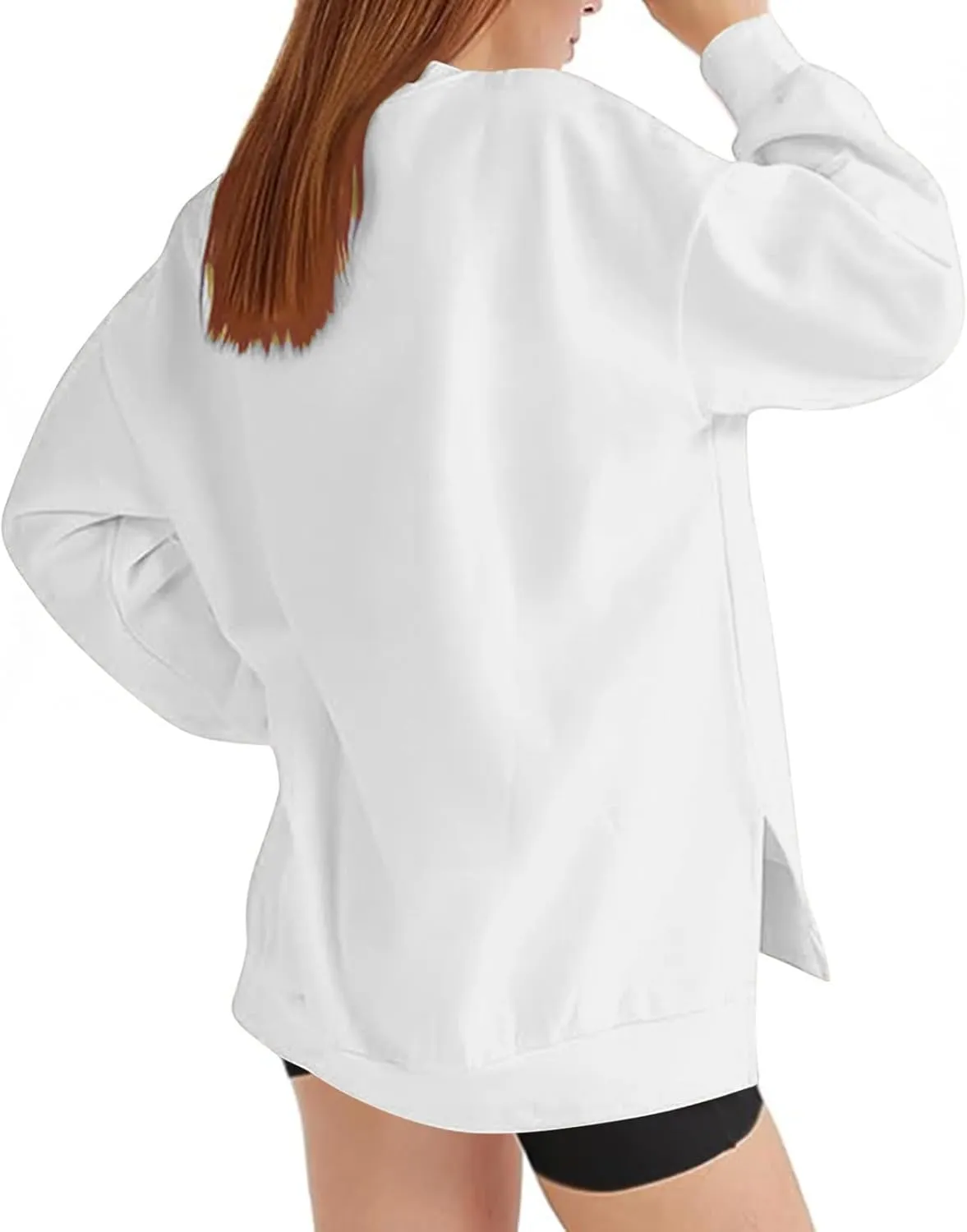 Ceboyel Women Crew Neck Oversized Sweatshirt Long Sleeve Causal Shirts Tops Solid Color Fall Sweater Trendy Y2K Clothes 2023