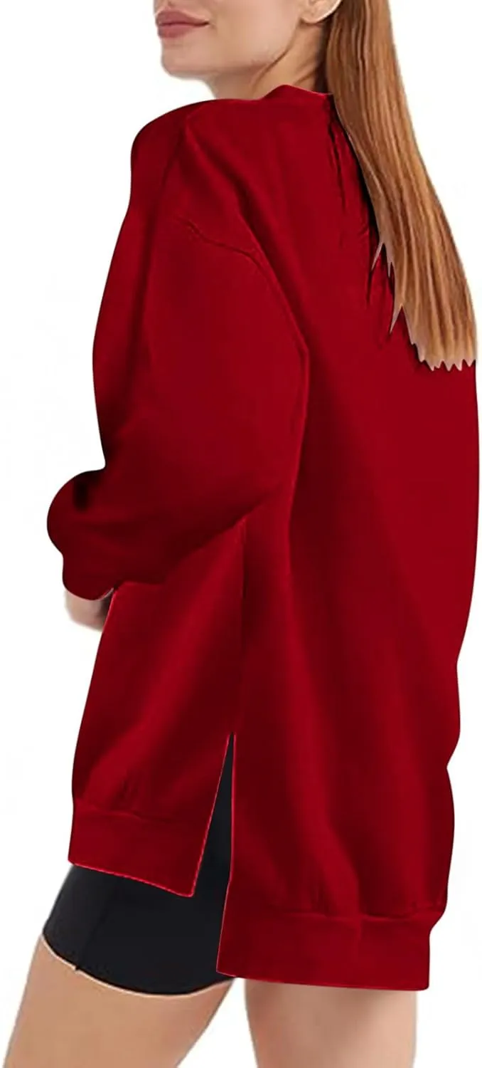 Ceboyel Women Crew Neck Oversized Sweatshirt Long Sleeve Causal Shirts Tops Solid Color Fall Sweater Trendy Y2K Clothes 2023