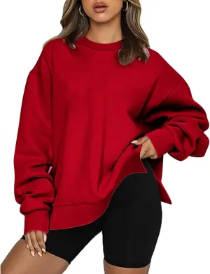 Ceboyel Women Crew Neck Oversized Sweatshirt Long Sleeve Causal Shirts Tops Solid Color Fall Sweater Trendy Y2K Clothes 2023