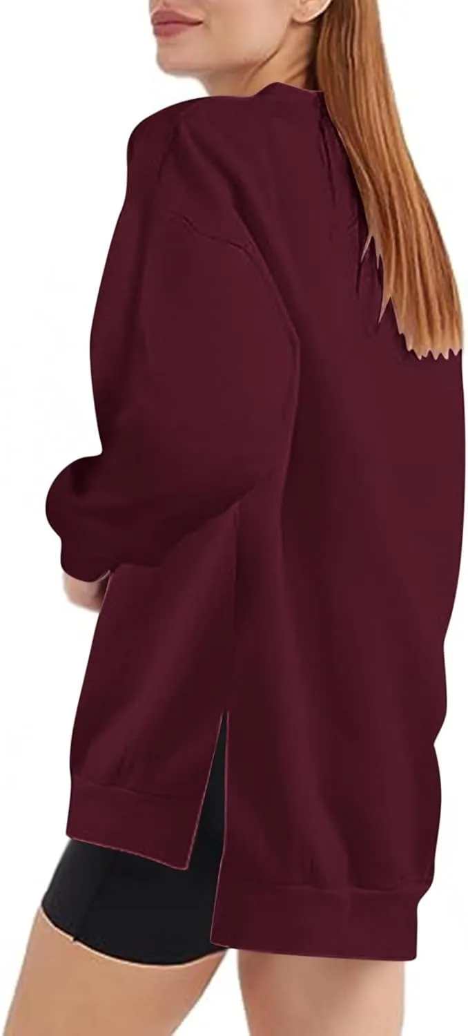 Ceboyel Women Crew Neck Oversized Sweatshirt Long Sleeve Causal Shirts Tops Solid Color Fall Sweater Trendy Y2K Clothes 2023