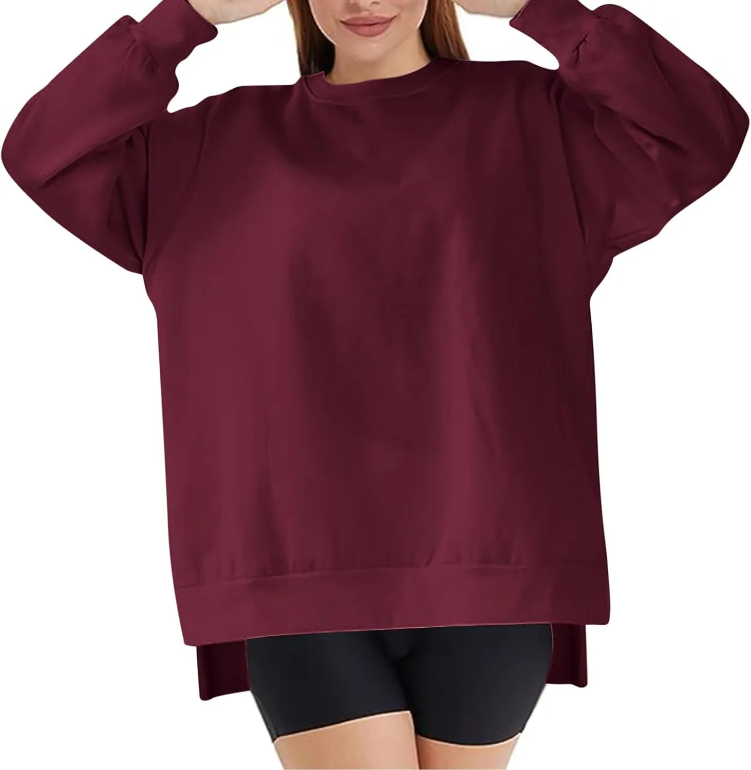 Ceboyel Women Crew Neck Oversized Sweatshirt Long Sleeve Causal Shirts Tops Solid Color Fall Sweater Trendy Y2K Clothes 2023