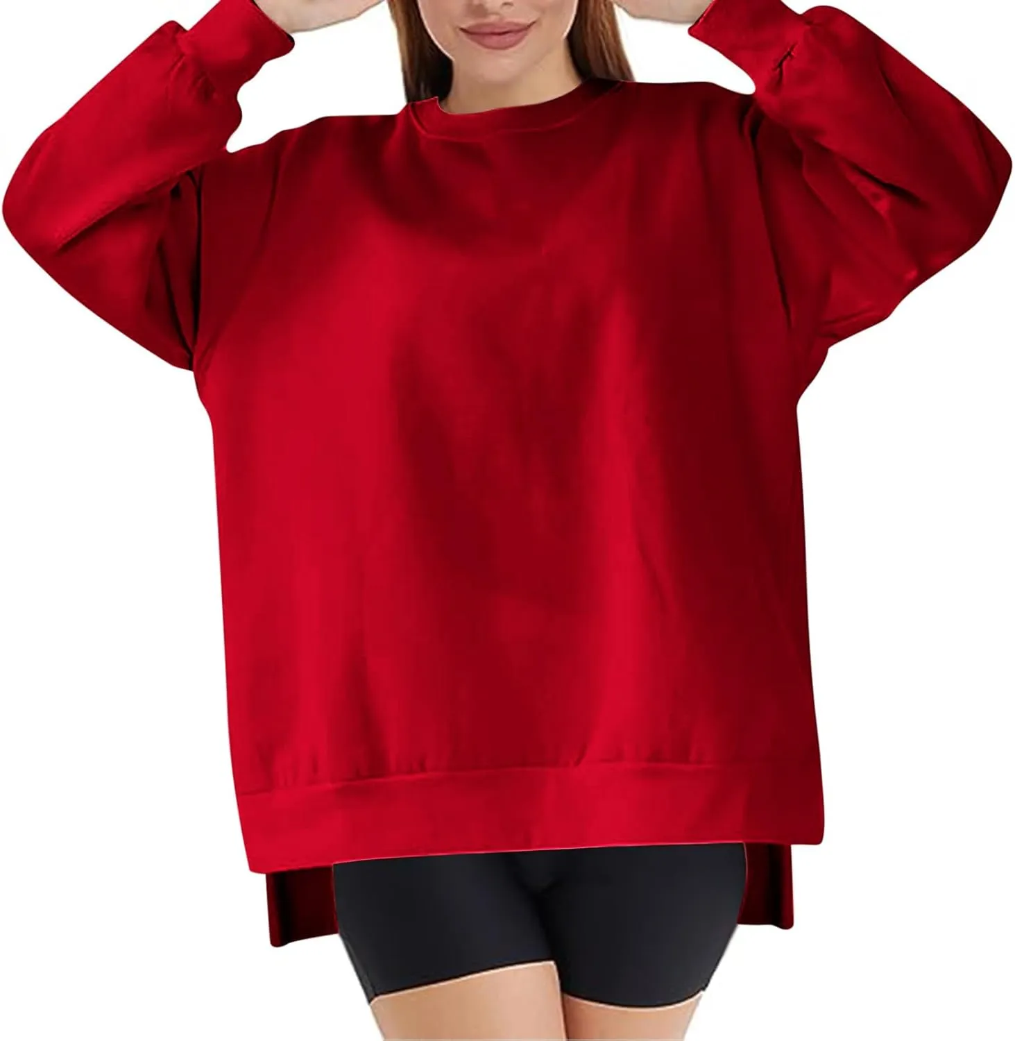 Ceboyel Women Crew Neck Oversized Sweatshirt Long Sleeve Causal Shirts Tops Solid Color Fall Sweater Trendy Y2K Clothes 2023