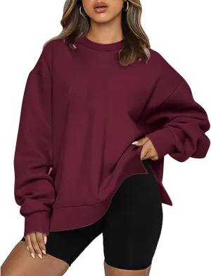 Ceboyel Women Crew Neck Oversized Sweatshirt Long Sleeve Causal Shirts Tops Solid Color Fall Sweater Trendy Y2K Clothes 2023