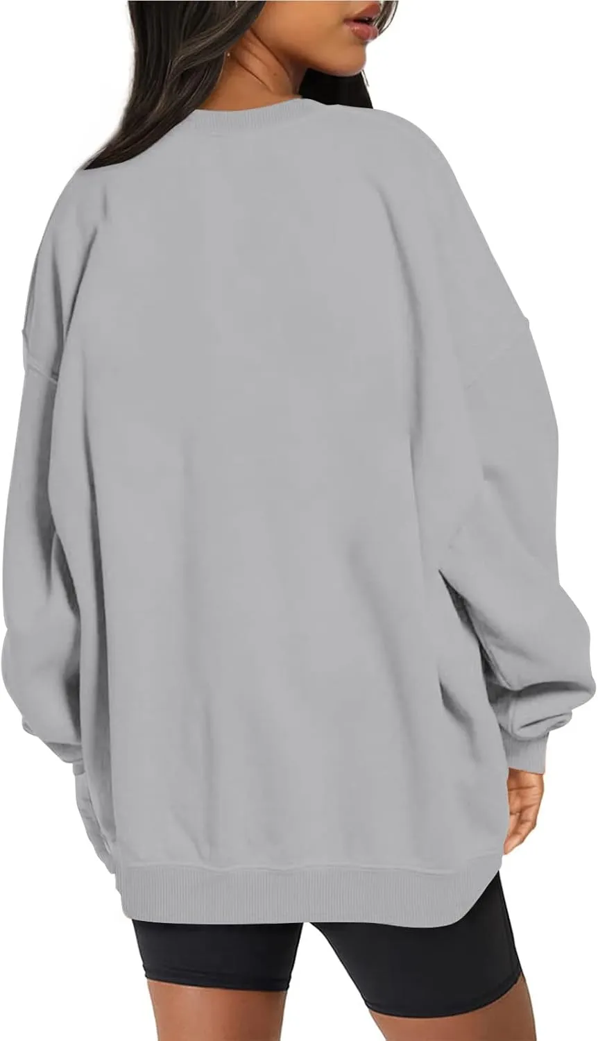 Ceboyel Womens Solid Color Crewneck Sweatshirt Oversized Comfort Pullover Sweater Trendy Fall Tops 2023 Fashion Outfits