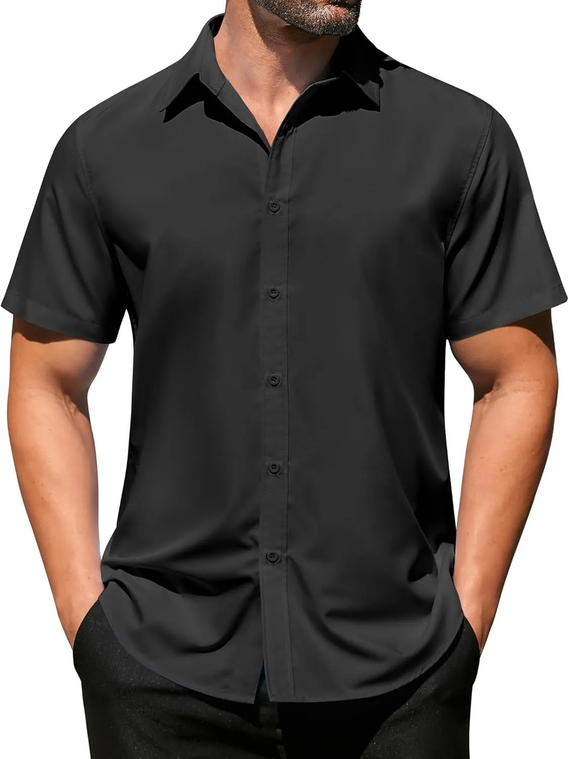 COOFANDY Men's Casual Dress Shirts Short Sleeve Wrinkle Free Casual Button Down Shirts