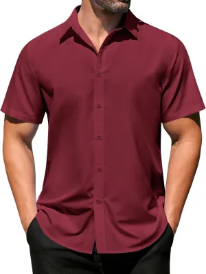 COOFANDY Men's Casual Dress Shirts Short Sleeve Wrinkle Free Casual Button Down Shirts