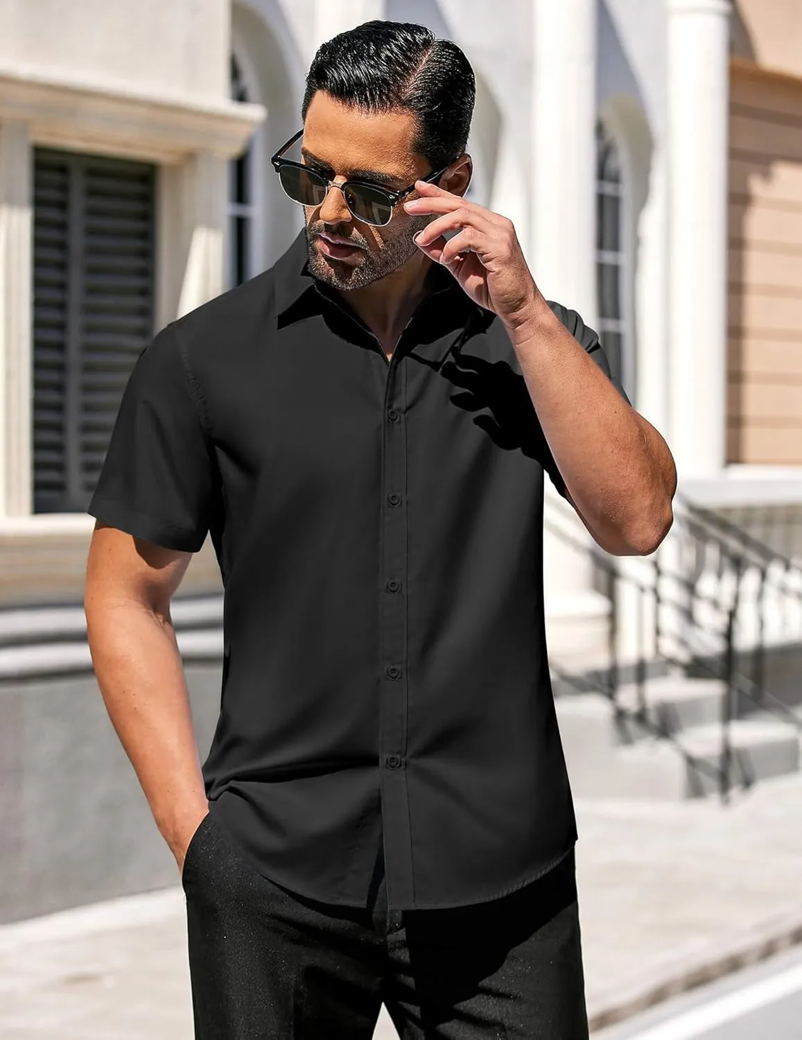 COOFANDY Men's Casual Dress Shirts Short Sleeve Wrinkle Free Casual Button Down Shirts